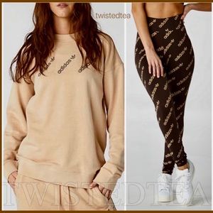 NWT 2 pc L matching adidas original outfit leggings T-shirt bundle womens set